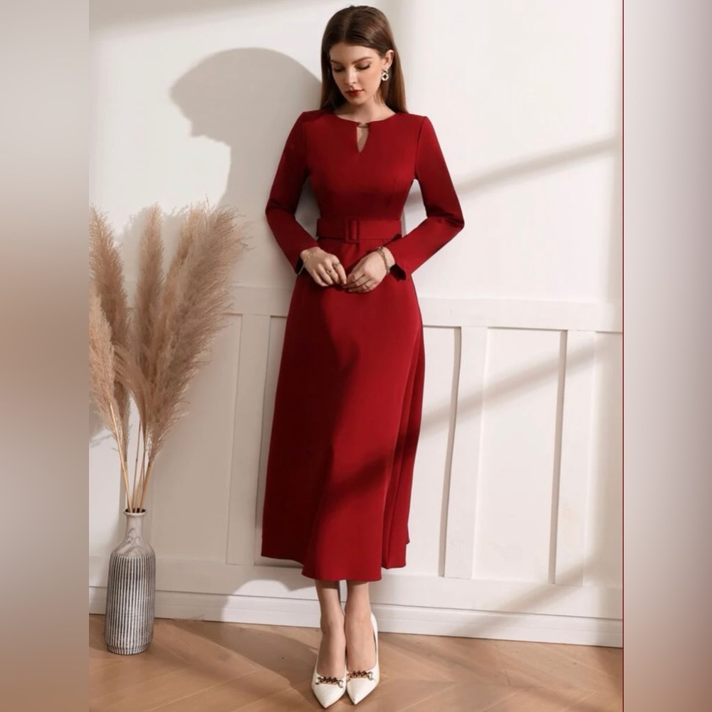 Shein Red Maxi Dress with Belt